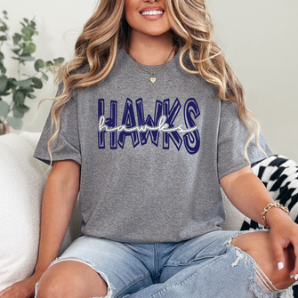 Hawks Doodle Cursive T-Shirt